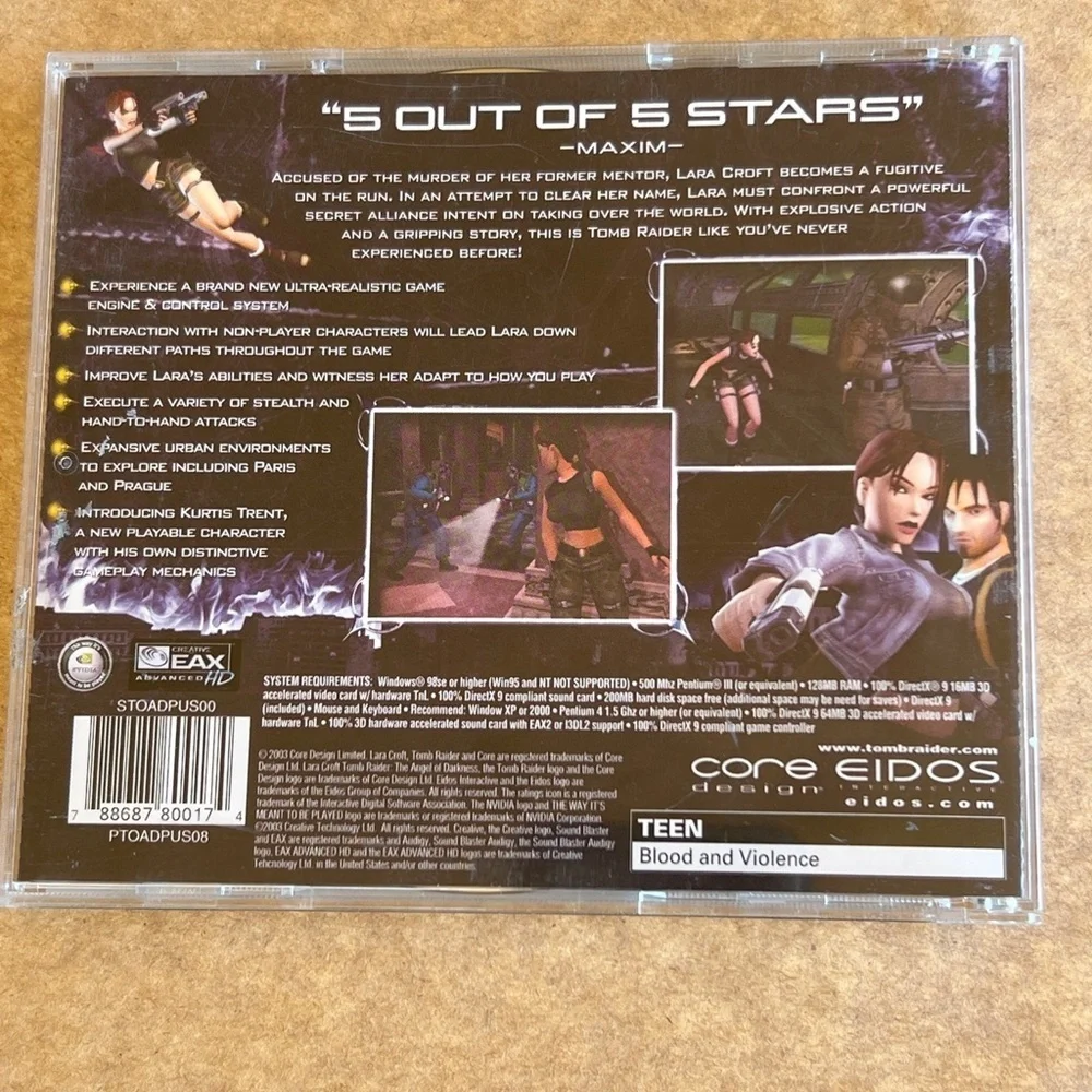 Tomb Raider The Angel Of Darkness PC Game 2 CDs No Manual Jewel Case Cracked